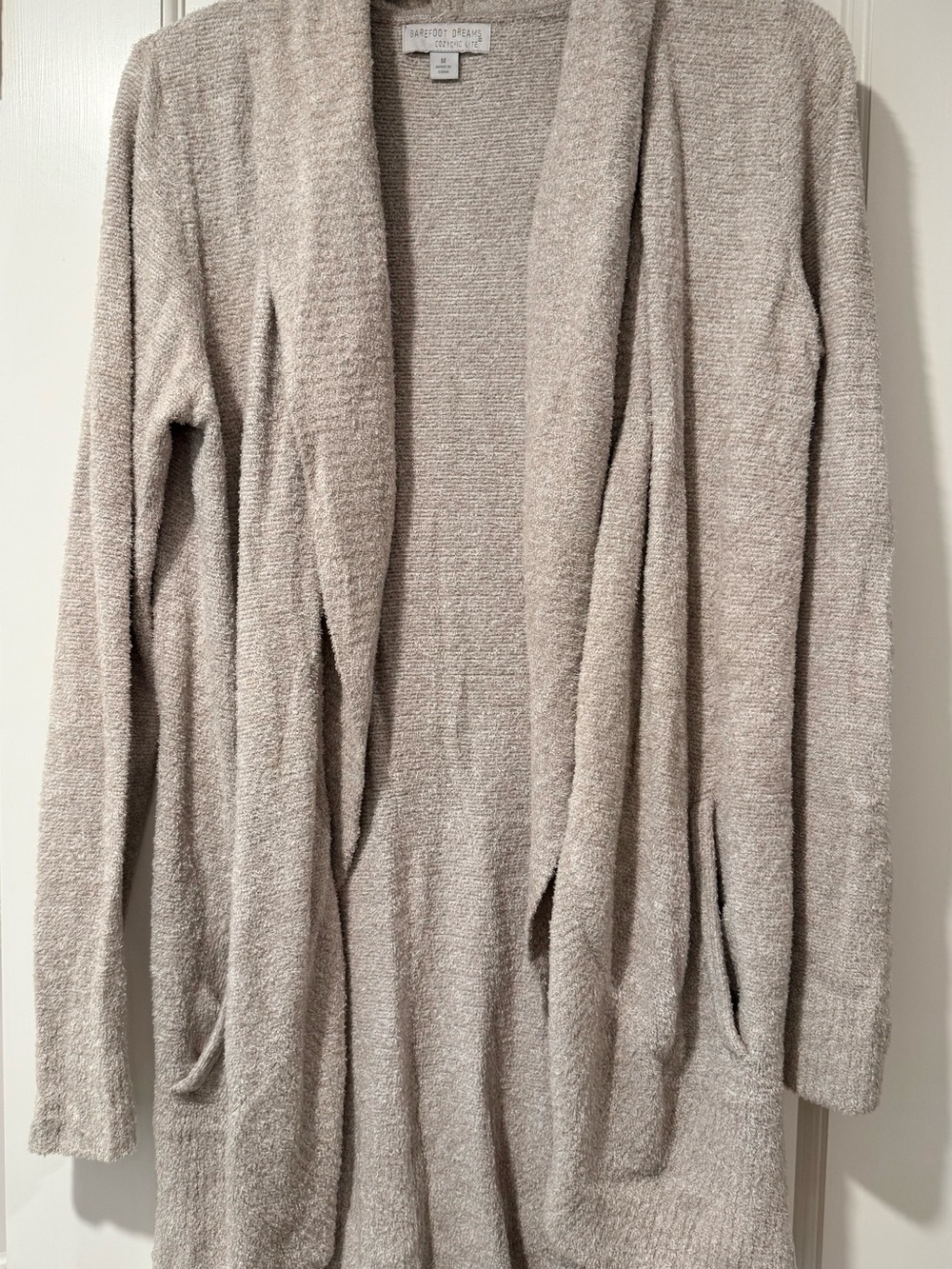 Barefoot Dreams Open-Front Cardigan in Light Taupe